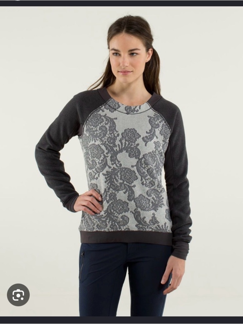 Lululemon Fleet Street Pullover Gray Floral 6